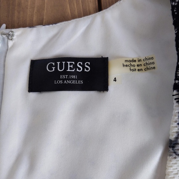 Guess Black White Lace Overlay Sleeveless Body Con Mini Dress - Picture 3 of 11